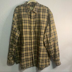 LL Bean Men Plaid Button Down Cotton Shirt